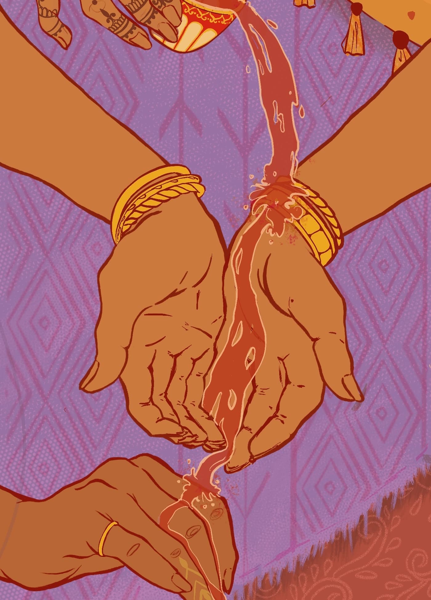 Detail of the Spill the tea Longboard Design showing the pouring tea pot